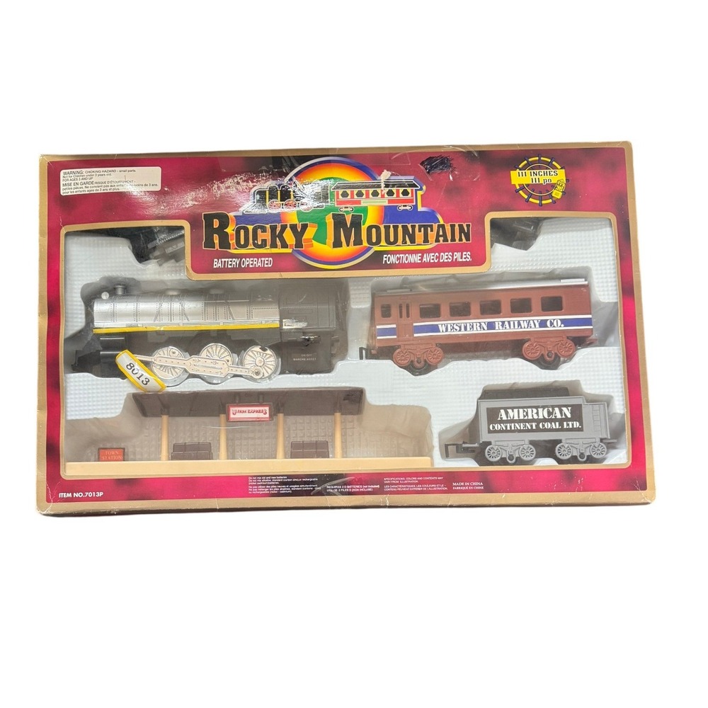 Rocky Mountain Battery Operated Train Set 7013P Smoke Sound Light 111 Inch Track